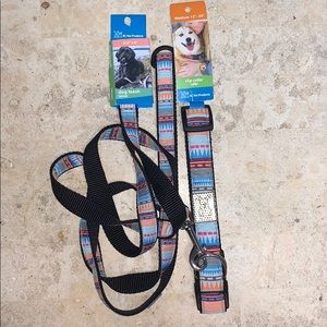 NWT RC Pets adj clip collar sz medium w/6ft leash